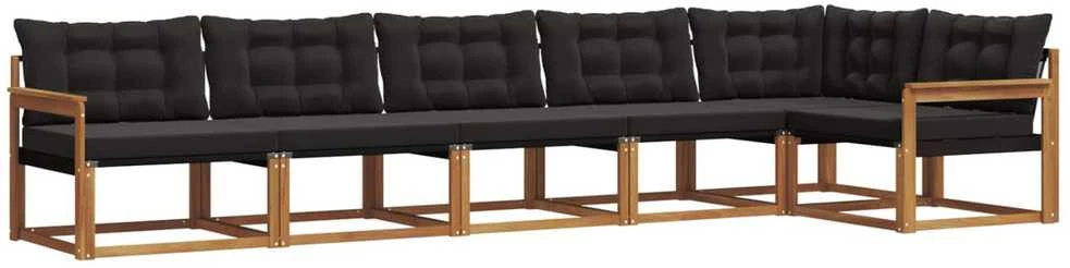 Lauko sofos komplektas 6 vnt. Natūrali ir juoda
