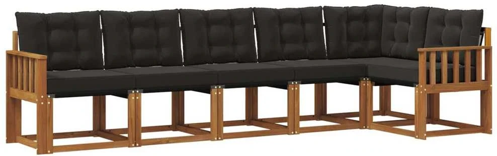 Lauko sofos komplektas 6 vnt. Natūrali ir juoda