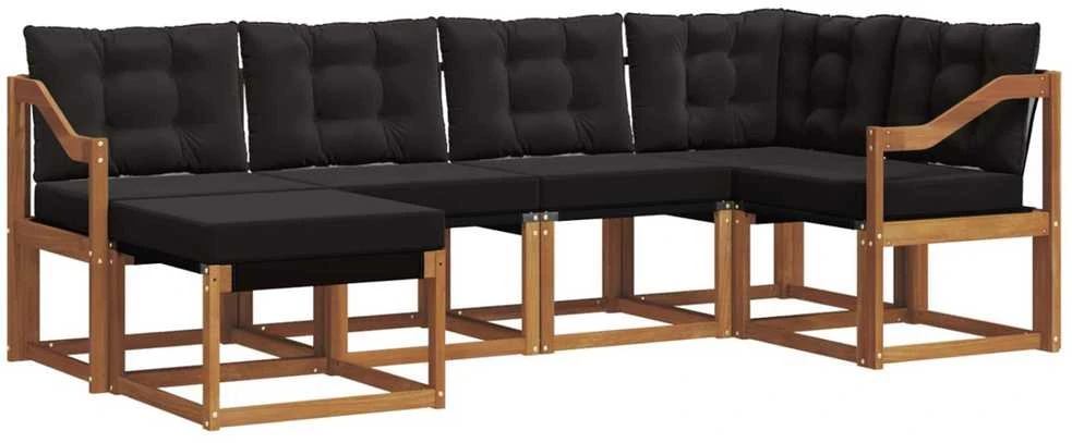 Lauko sofos komplektas 6 vnt. Natūrali ir juoda
