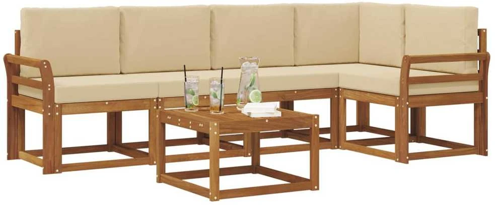 Sofa Lauko sofos komplektas 6 vnt. Natūralus ir bežinis