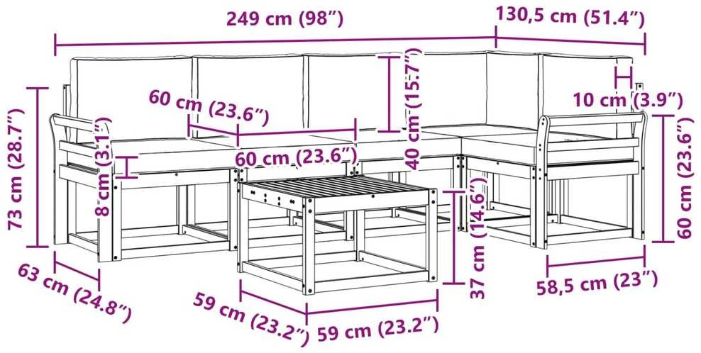 Sofa Lauko sofos komplektas 6 vnt. Natūralus ir bežinis