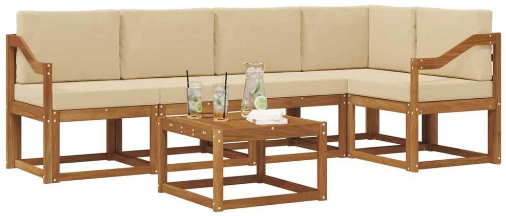 Sofa Lauko sofos komplektas 6 vnt. Natūralus ir bežinis