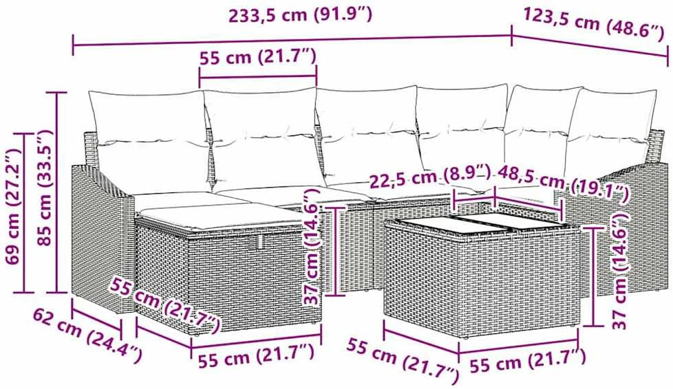 Sofos komplektas 6 vnt. poliratanas