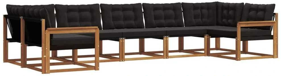Lauko sofos komplektas 7 vnt. Natūrali ir juoda