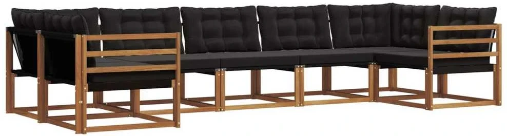Lauko sofos komplektas 7 vnt. Natūrali ir juoda