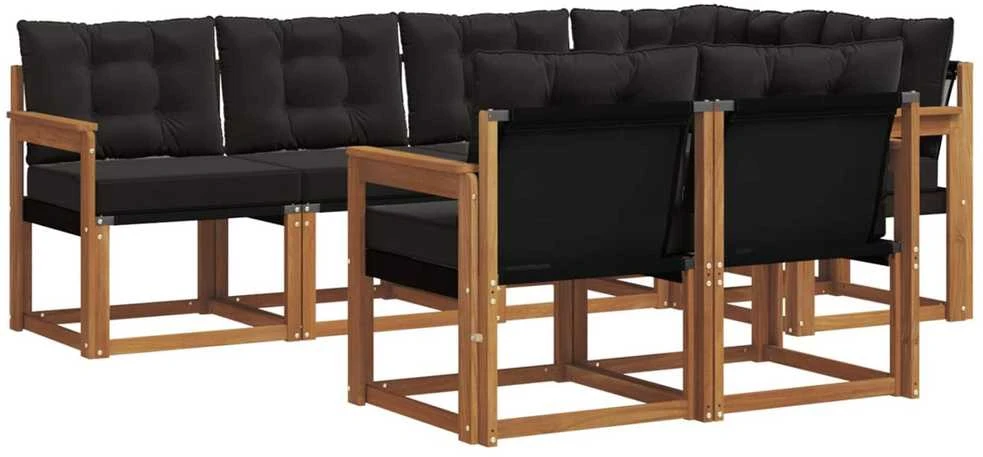 Lauko sofos komplektas 7 vnt. Natūrali ir juoda