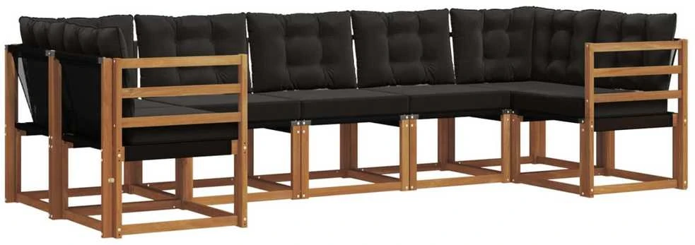 Lauko sofos komplektas 7 vnt. Natūrali ir juoda