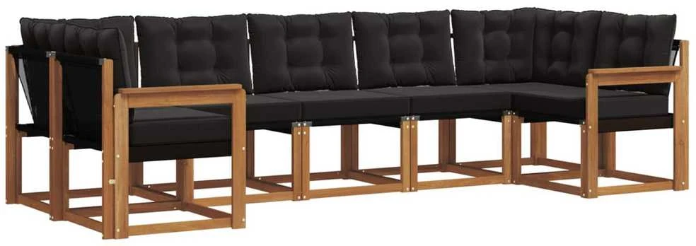 Lauko sofos komplektas 7 vnt. Natūrali ir juoda