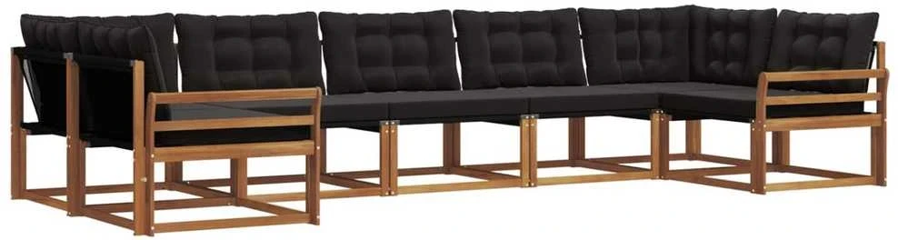 Lauko sofos komplektas 7 vnt. Natūrali ir juoda