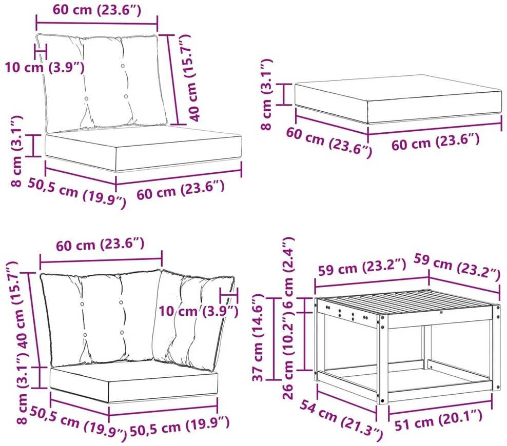 Lauko sofos komplektas 7 vnt. Natūrali ir juoda