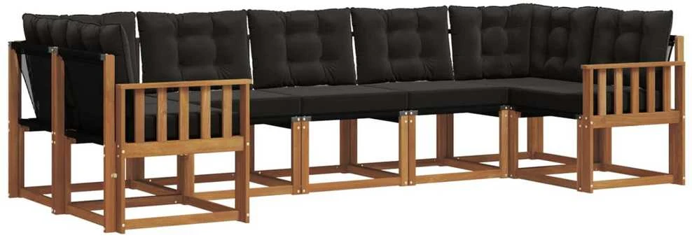 Lauko sofos komplektas 7 vnt. Natūrali ir juoda