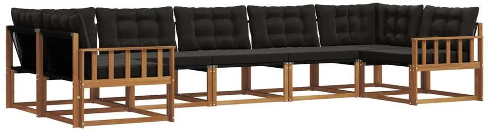 Lauko sofos komplektas 7 vnt. Natūrali ir juoda