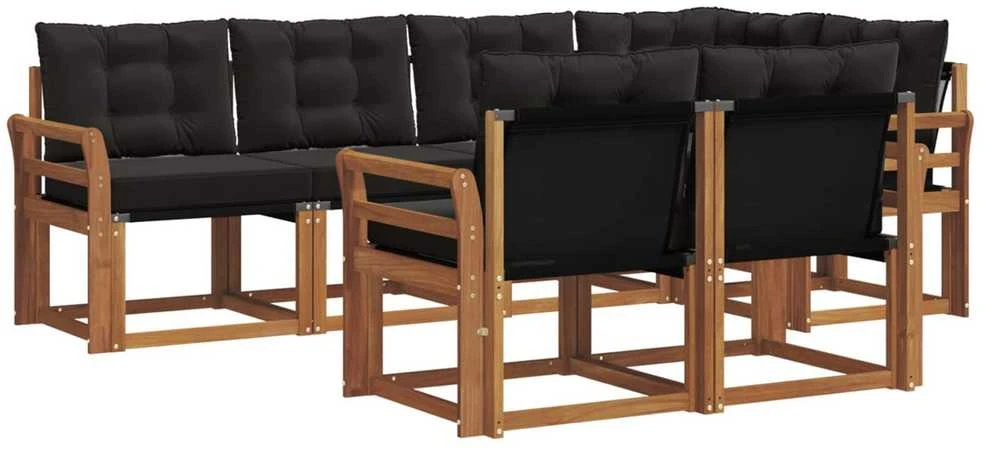 Lauko sofos komplektas 7 vnt. Natūrali ir juoda