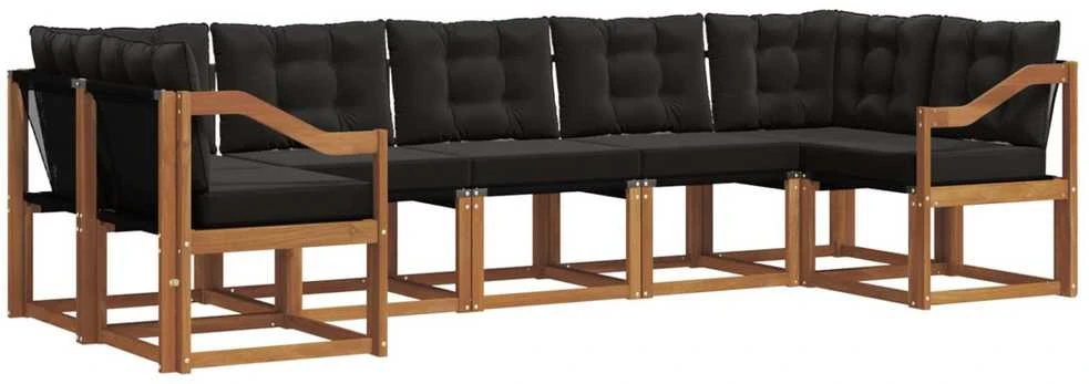 Lauko sofos komplektas 7 vnt. Natūrali ir juoda