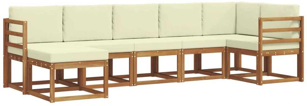 Lauko sofos komplektas 7 vnt. Natūralus ir grietinėlė