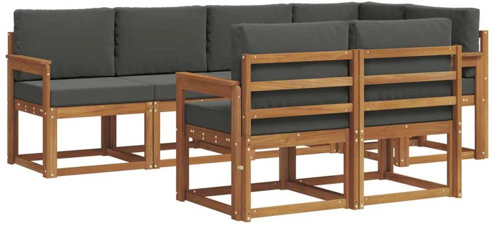 Lauko sofos komplektas 7 vnt. Natūralus ir antracitas