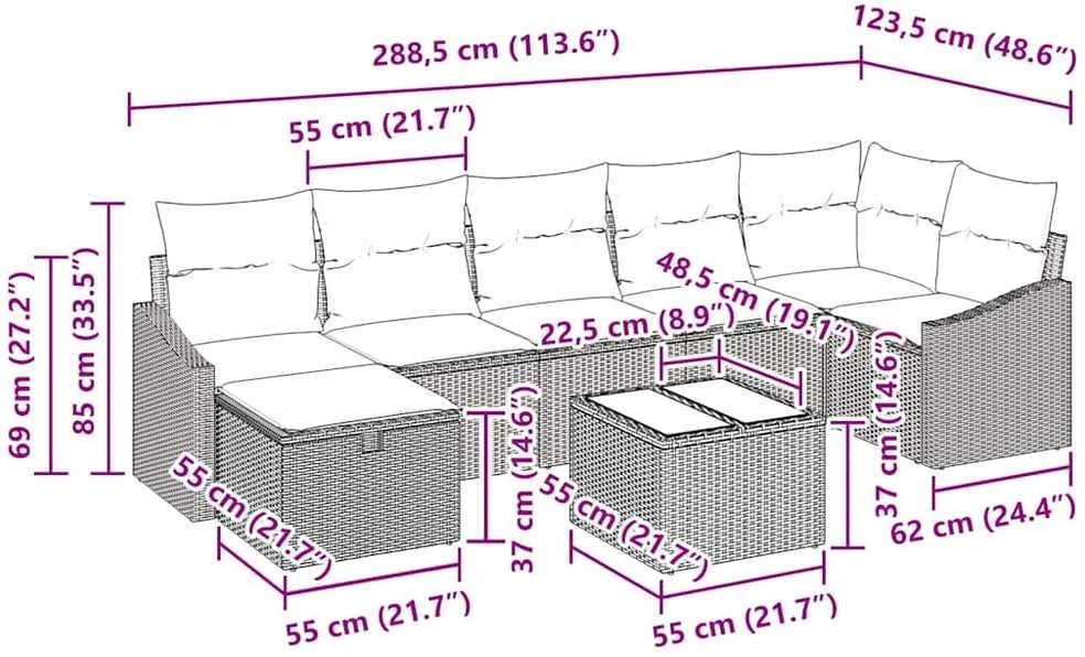 Sofos komplektas 7 vnt. poliratanas