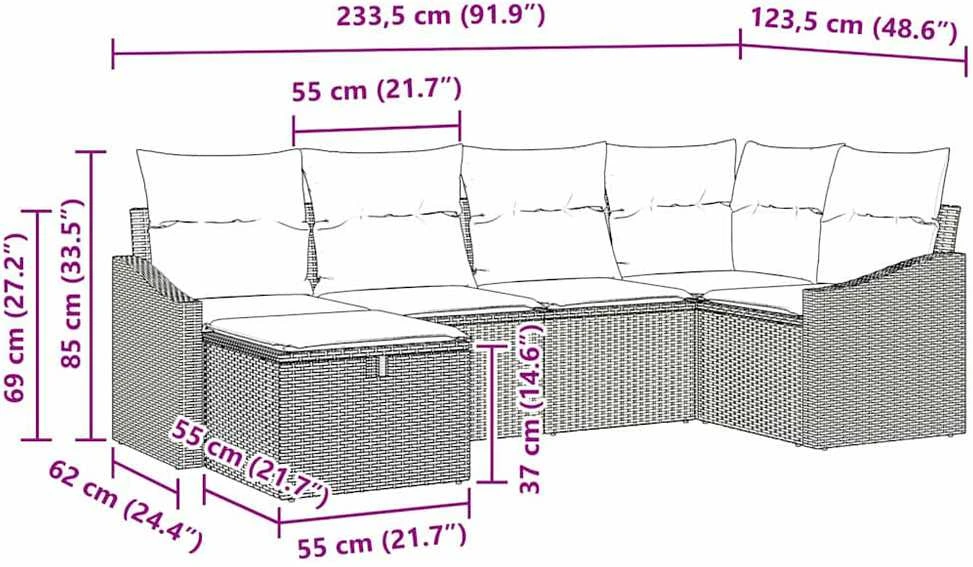 Sofos komplektas 7 vnt. poliratanas