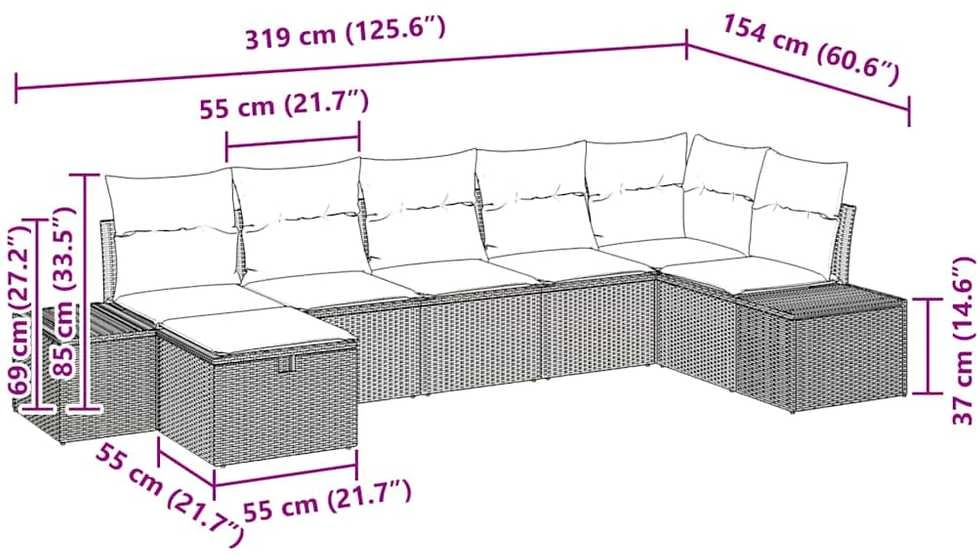 Sofos komplektas 7 vnt. poliratanas
