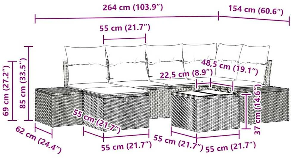 Sofos komplektas 7 vnt. poliratanas