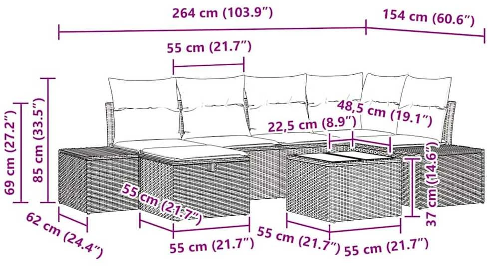 Sofos komplektas 7 vnt. poliratanas
