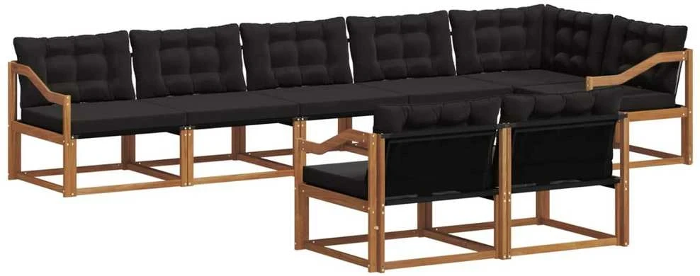 Lauko sofos komplektas 8 vnt. Natūrali ir juoda