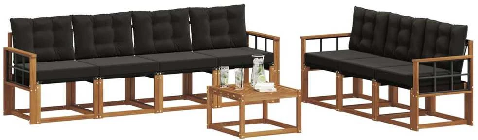 Lauko sofos komplektas 8 vnt. Natūrali ir juoda