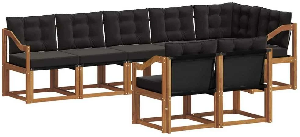 Lauko sofos komplektas 8 vnt. Natūrali ir juoda