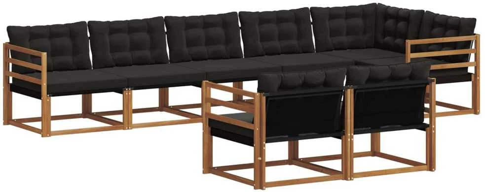 Lauko sofos komplektas 8 vnt. Natūrali ir juoda