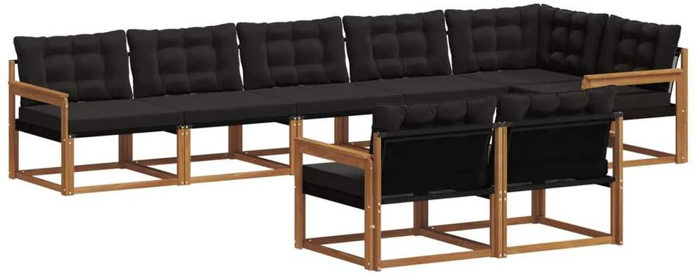 Lauko sofos komplektas 8 vnt. Natūrali ir juoda