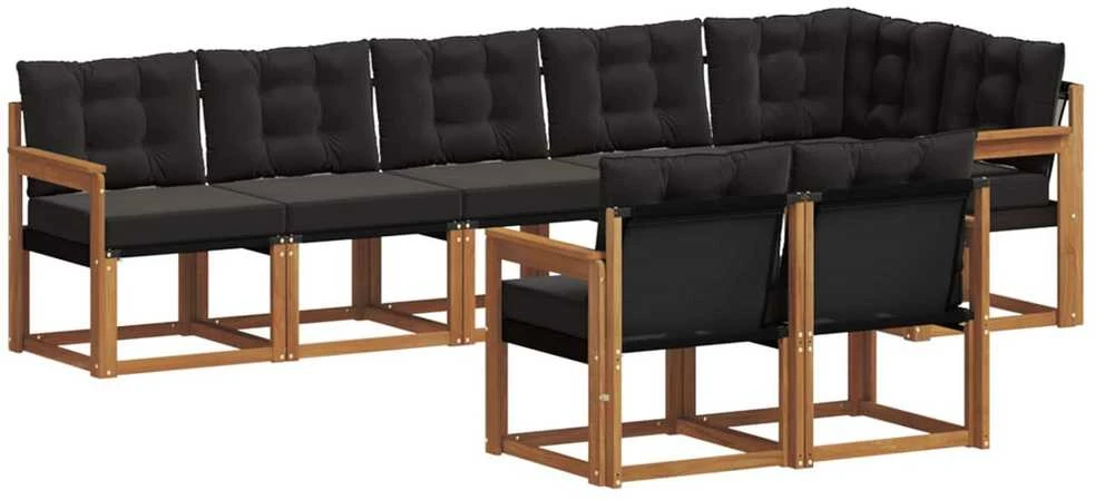 Lauko sofos komplektas 8 vnt. Natūrali ir juoda