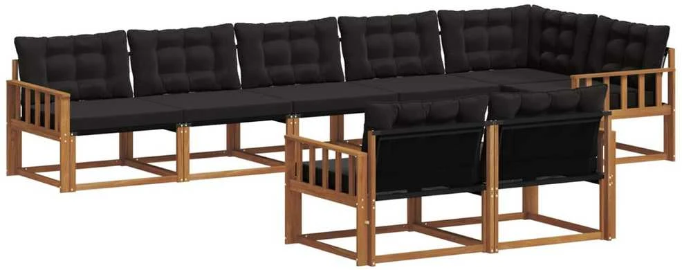 Lauko sofos komplektas 8 vnt. Natūrali ir juoda