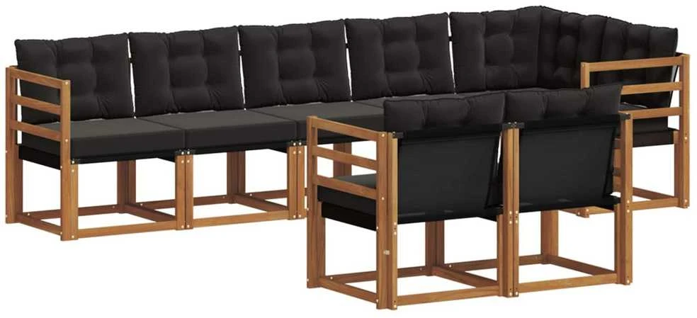 Lauko sofos komplektas 8 vnt. Natūrali ir juoda