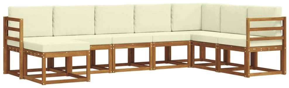 Lauko sofos komplektas 8 vnt. Natūralus ir grietinėlė