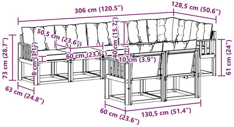 Lauko sofos komplektas 8 vnt. Natūralus ir bežinis