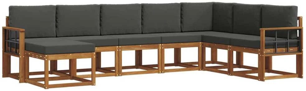 Lauko sofos komplektas 8 vnt. Natūralus ir antracitas