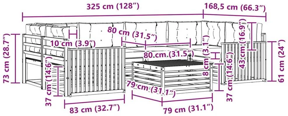 Lauko sofos komplektas 7 vnt. Natūralus ir bežinis