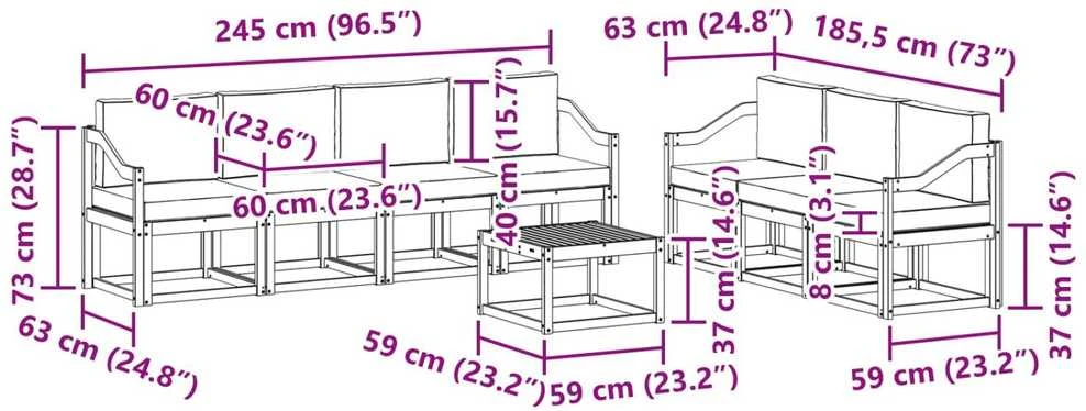 Lauko sofos komplektas 8 vnt. Natūralus ir grietinėlė
