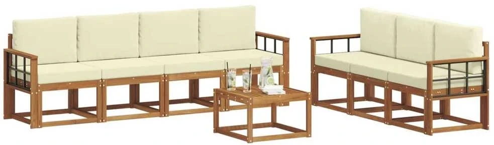 Lauko sofos komplektas 8 vnt. Natūralus ir grietinėlė