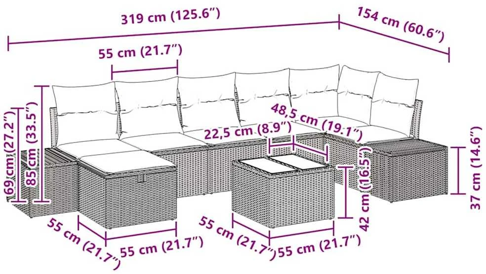 Sofos komplektas 8 vnt. poliratanas
