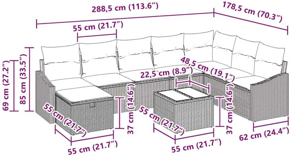 Sofos komplektas 8 vnt. poliratanas