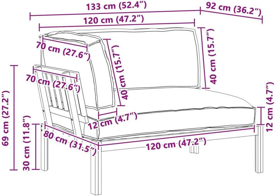 Sofa Sofos komplektas su pagalve Antracitas 133 x 92 x 69 cm