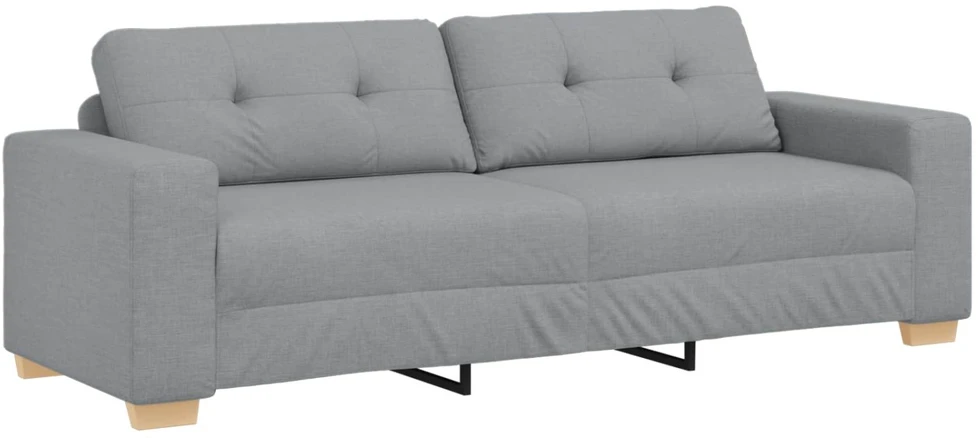 Sofa 3 pcs Šviesiai pilka 221 x 80 x 80 cm Lino mišinio audinys