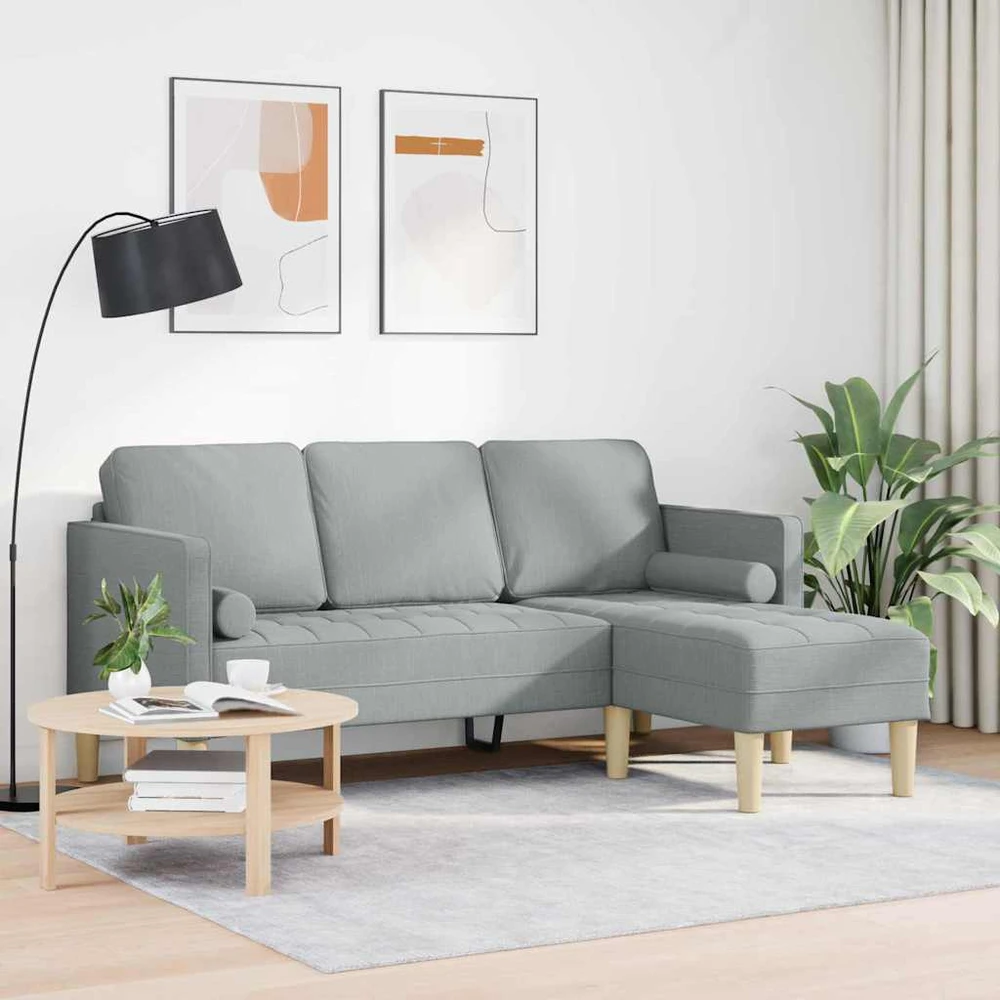 Sofa Sofos komplektas su pagalve Šviesiai pilka Poliesteris