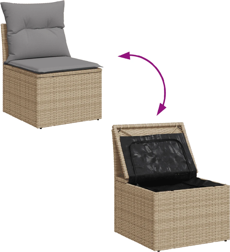 Sofa Sofos komplektas su pagalvėlėmis, 10 dalių, smėlio, poliratanas