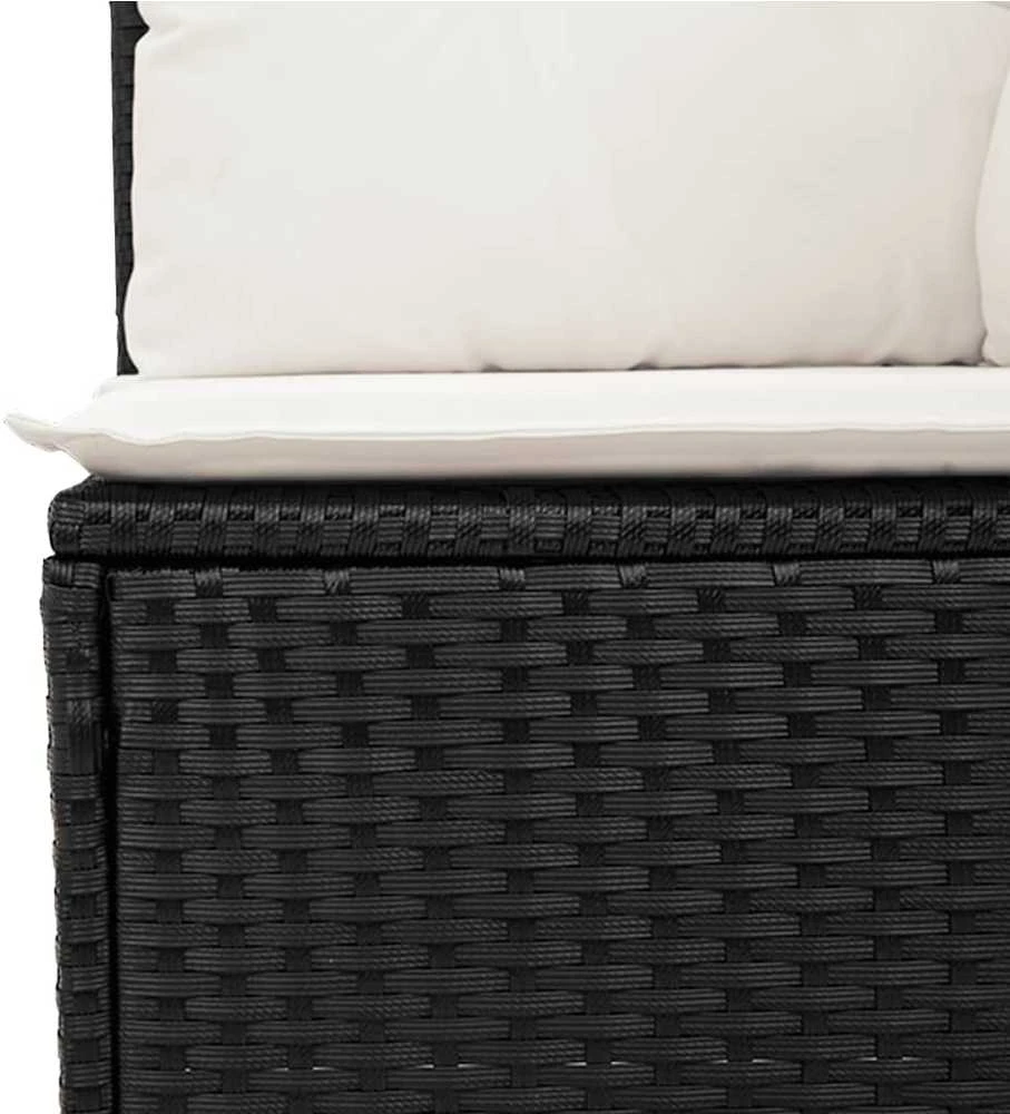 Sofos komplektas su pagalvėlėmis, 13 dalių, juodas, poliratanas
