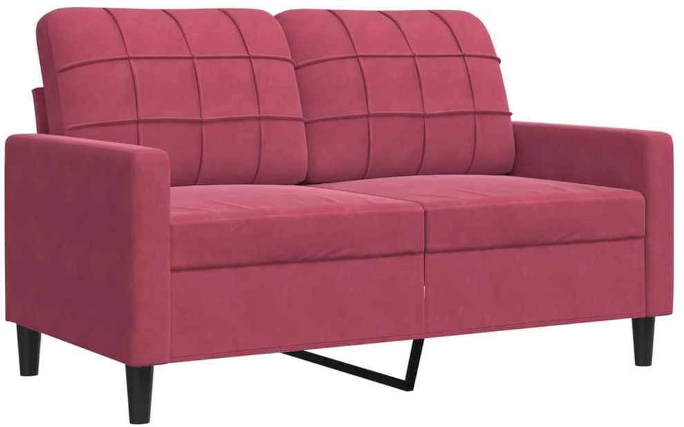 Sofa Sofos komplektas su pagalvėlėmis, 2 dalių, vyno, aksomas