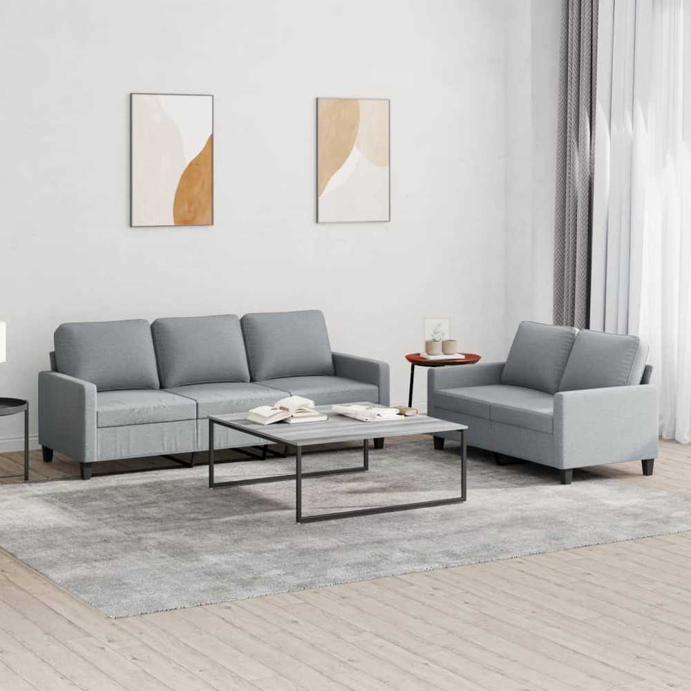Sofa Sofos komplektas su pagalvėlėmis, 2 dalių, pilkas, audinys