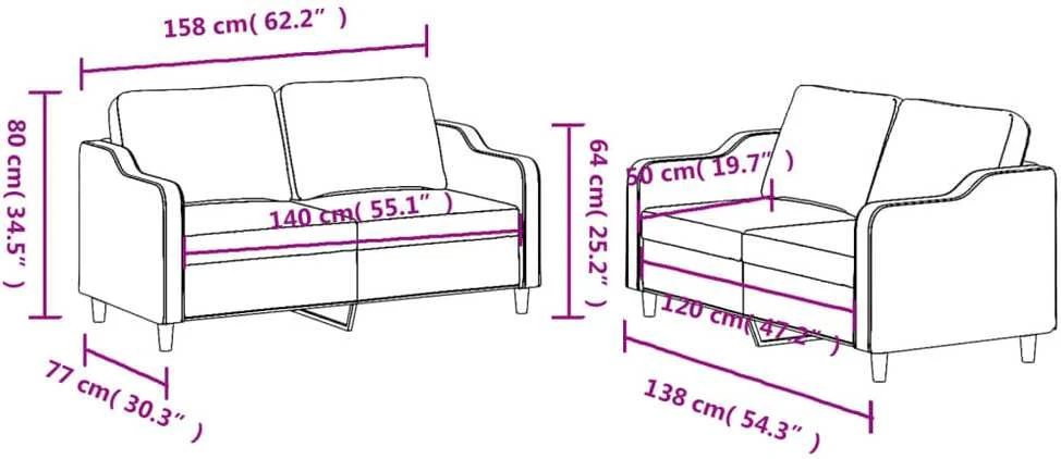 Sofa Sofos komplektas su pagalvėlėmis, 2 dalių, geltonas, audinys