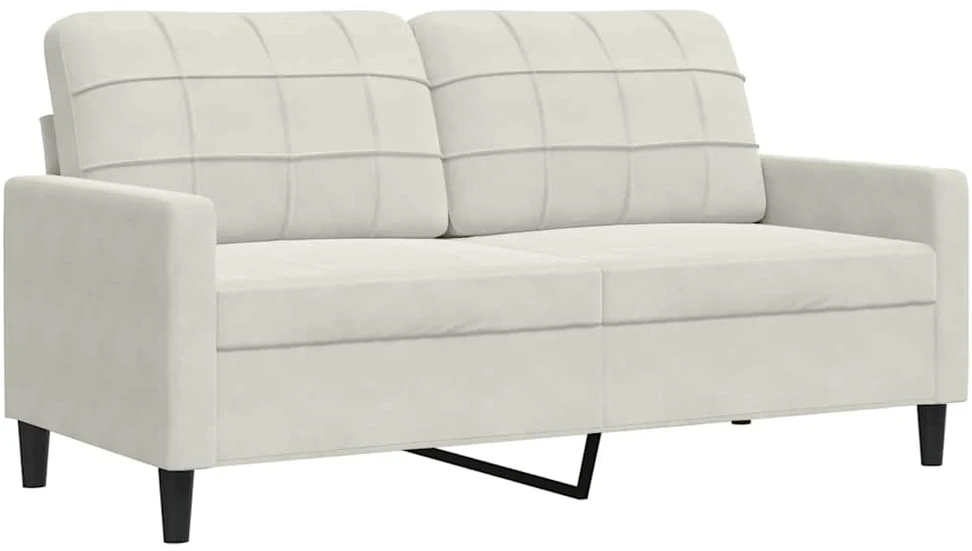 Sofa Sofos komplektas su pagalvėlėmis, 2 dalių, kreminis, aksomas